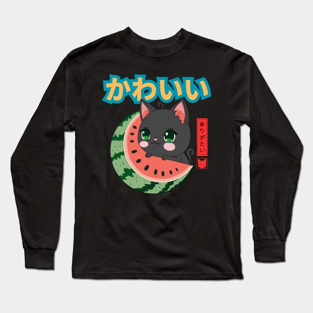 Kawaii Black Cat So Blessed Long Sleeve T-Shirt by Donald Agunikyle Merch